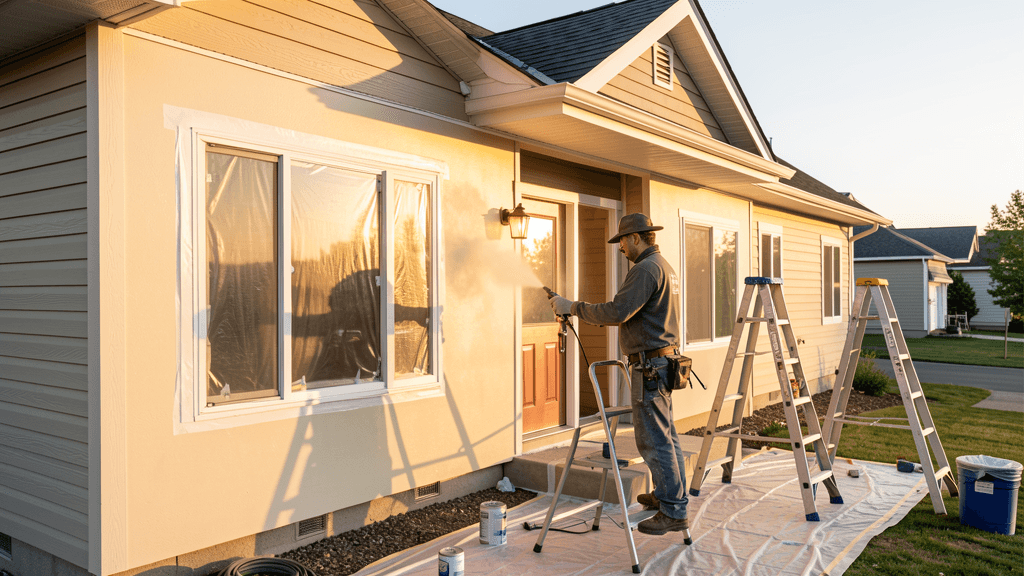 Freshly painted home exterior in Idaho Falls